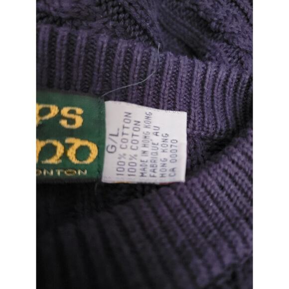 Vintage Shop Of Ireland Button Up Cardigan Sweater SizeLarge Cotton Cable Knit - Picture 8 of 9